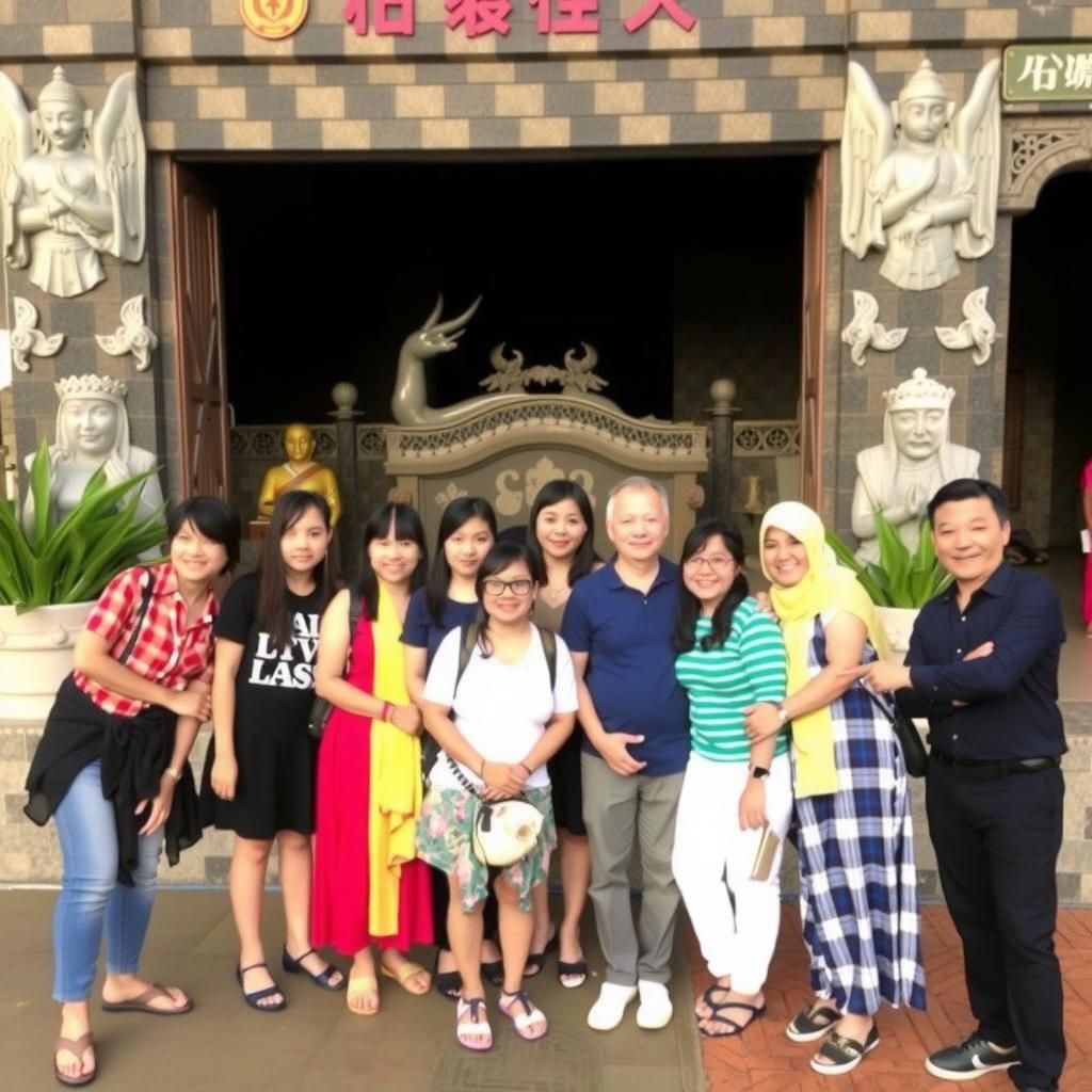 Group of people posing at Du Lich Con Phung Ben Tre
